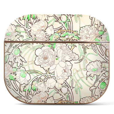 AirPods Pro 2nd Generation Art Flower Cover (Peonies by Alphonse Mucha) - Berkin Arts