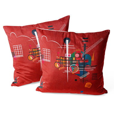 Art Abstract Throw Pillow Covers Pack of 2 18x18 Inch (Dull Red by Wassily Kandinsky) - Berkin Arts