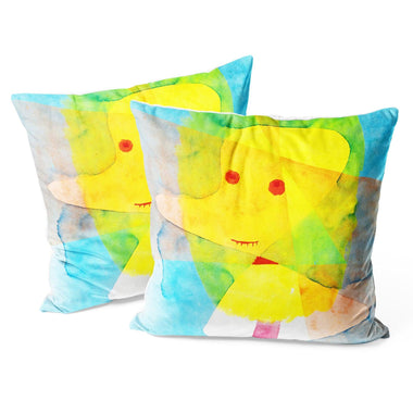 Art Abstract Throw Pillow Covers Pack of 2 18x18 Inch (Small Garden Ghost by Paul Klee) - Berkin Arts