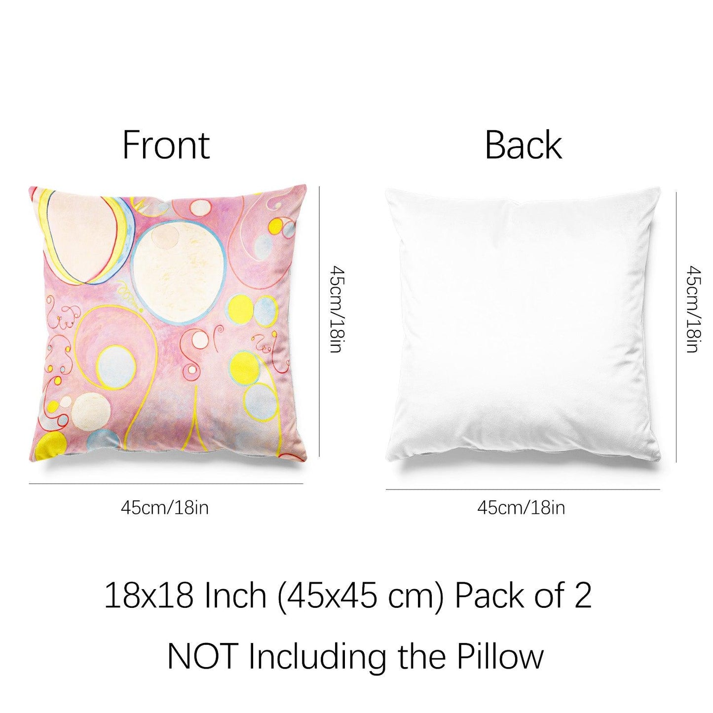 Art Abstract Throw Pillow Covers Pack of 2 18x18 Inch (The Ten Largest No.8 by Hilma af Klint) - Berkin Arts