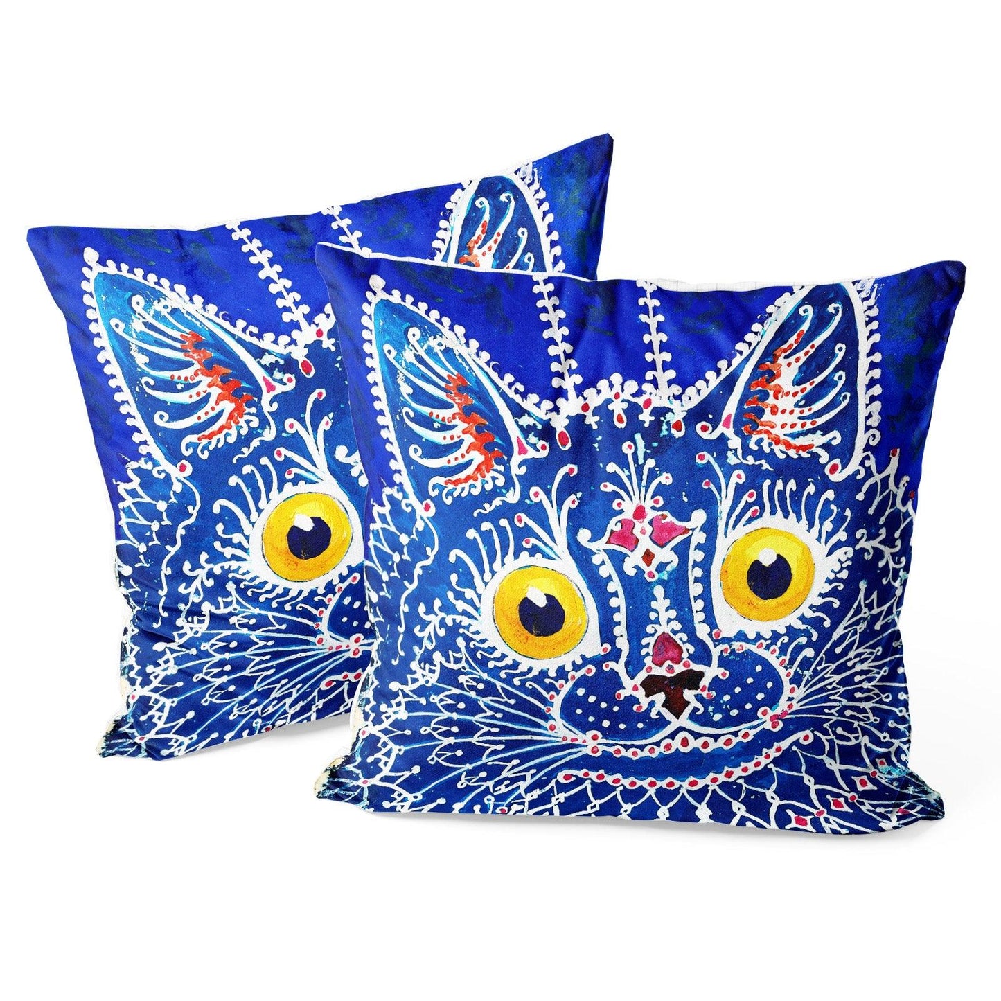 Art Animal Throw Pillow Covers Pack of 2 18x18 Inch (A Cat in Gothic Style by Louis Wain) - Berkin Arts