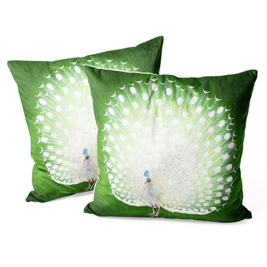 Art Animal Throw Pillow Covers Pack of 2 18x18 Inch (Peacock by Ohara Koson) - Berkin Arts