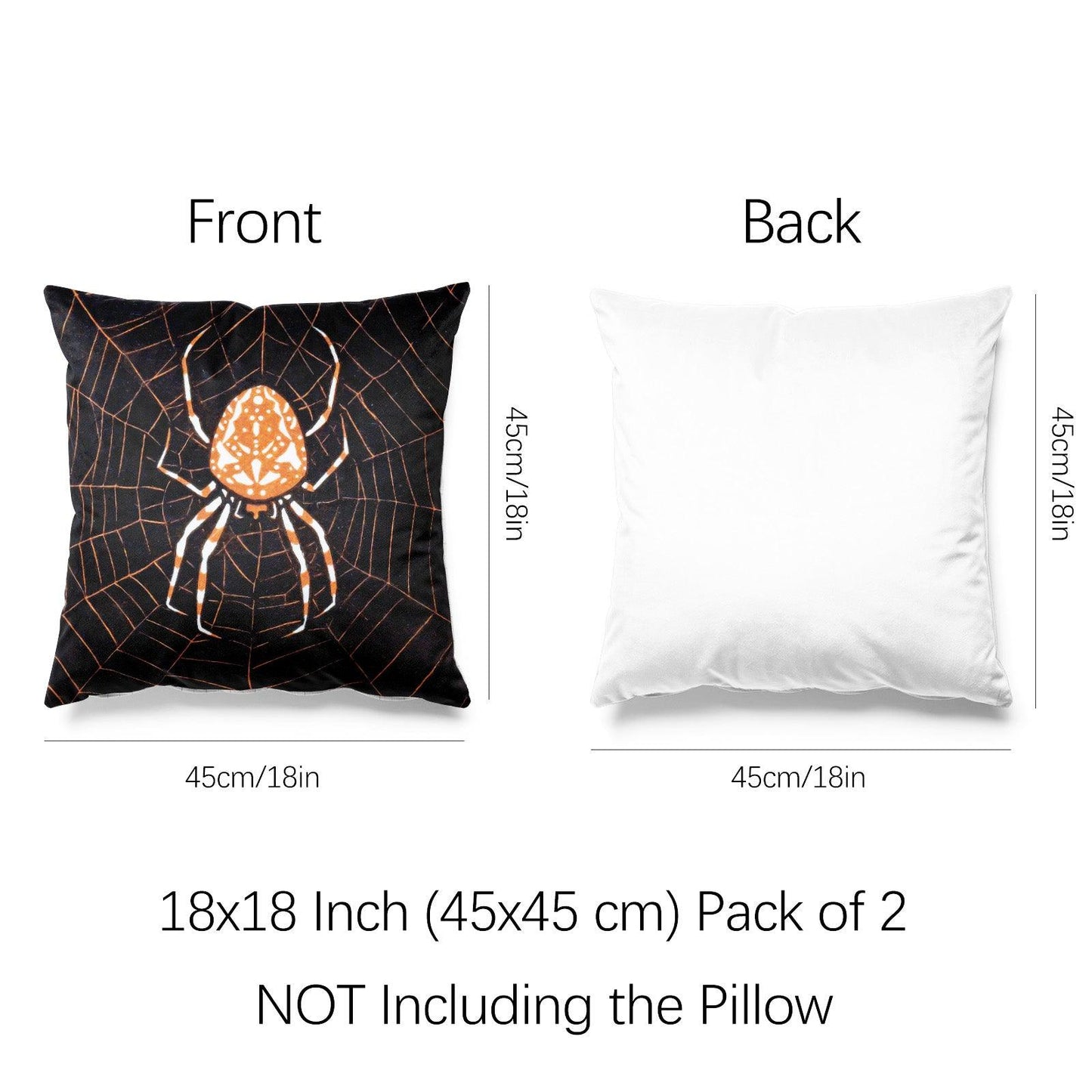 Art Animal Throw Pillow Covers Pack of 2 18x18 Inch (Spider in A Web by Julie de Graag) - Berkin Arts