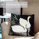 Art Animal Throw Pillow Covers Pack of 2 18x18 Inch (White Chinese Geese Swimming by Ohara Koson) - Berkin Arts