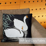 Art Animal Throw Pillow Covers Pack of 2 18x18 Inch (White Chinese Geese Swimming by Ohara Koson) - Berkin Arts