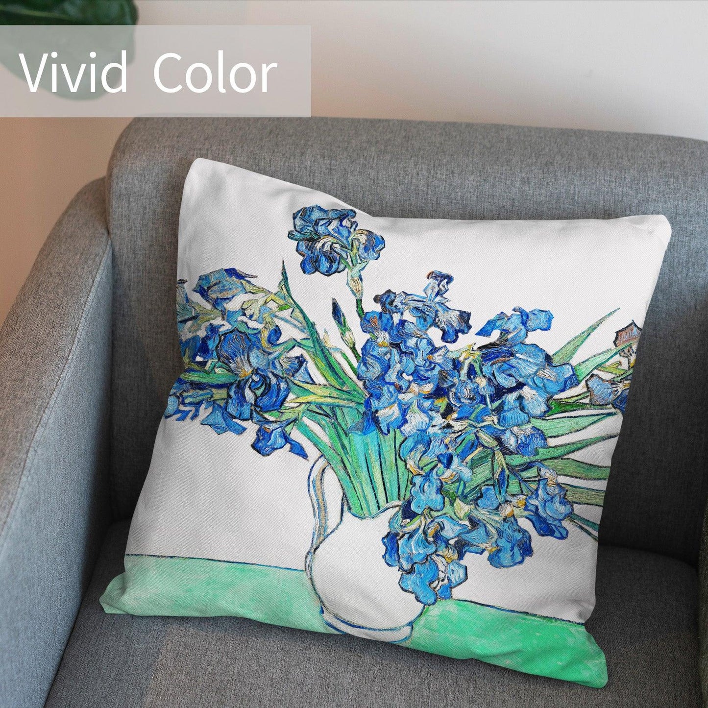 Art Flower Throw Pillow Covers Pack of 2 18x18 Inch (Irises by Vincent Van Gogh) - Berkin Arts