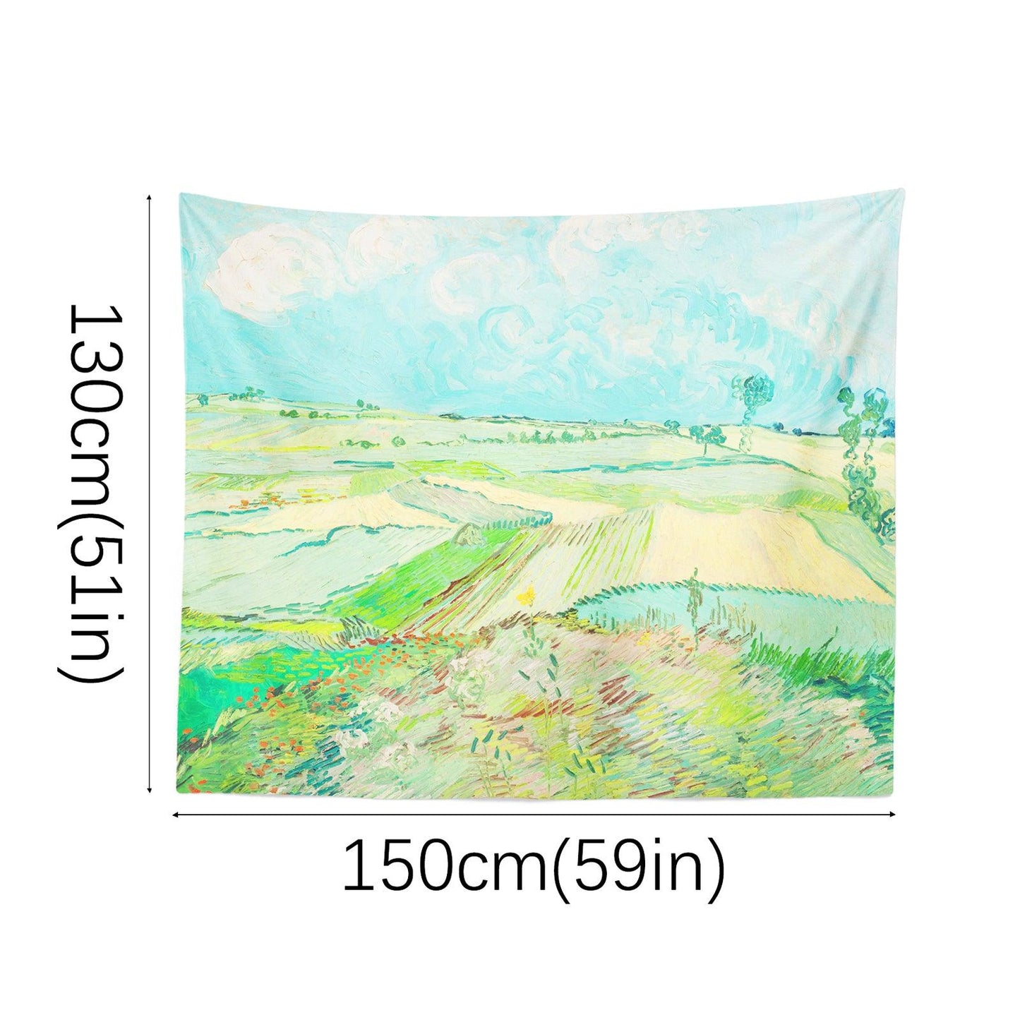 Art Landscape Tapestry (Wheat Fields after the Rain by Vincent Van Gogh) - Berkin Arts