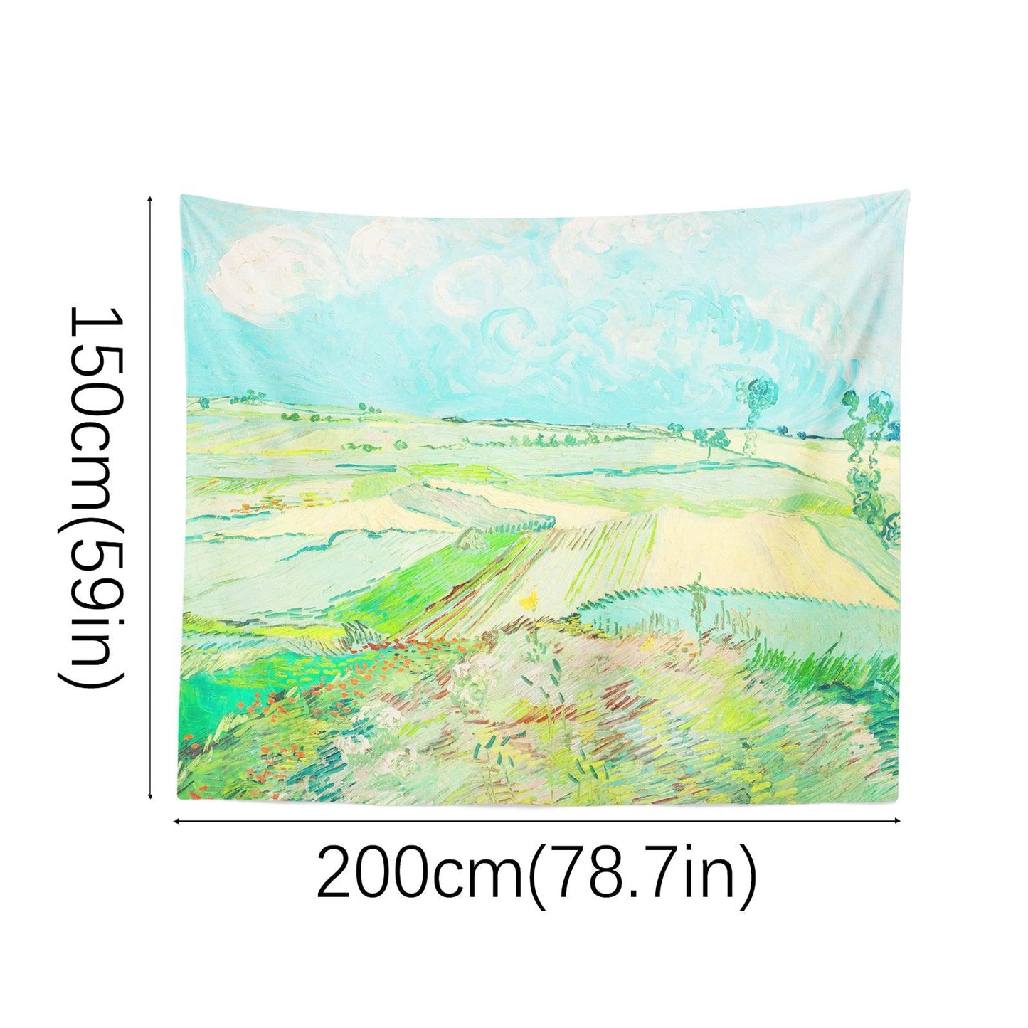 Art Landscape Tapestry (Wheat Fields after the Rain by Vincent Van Gogh) - Berkin Arts