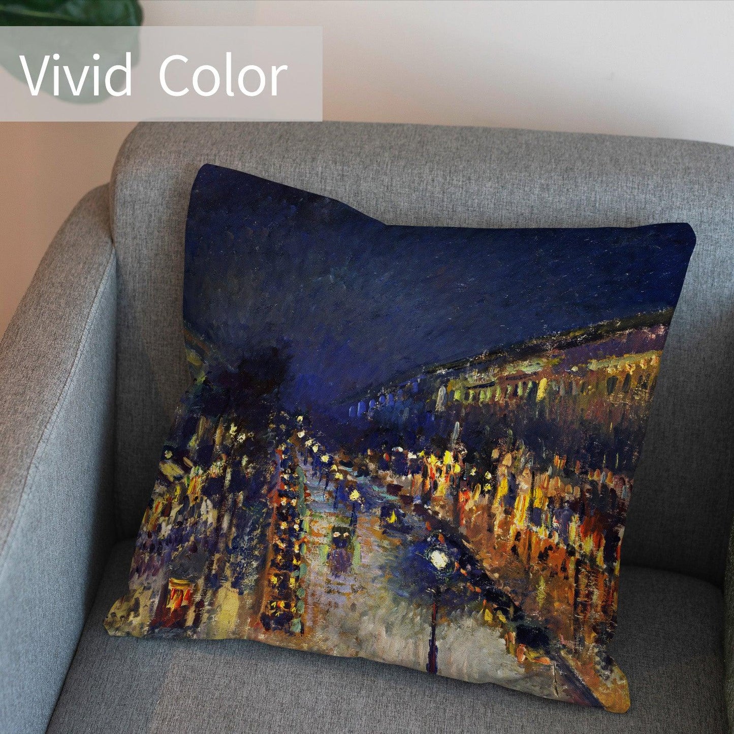 Art Landscape Throw Pillow Covers Pack of 2 18x18 Inch (Boulevard Montmartre At Night by Pissarro) - Berkin Arts