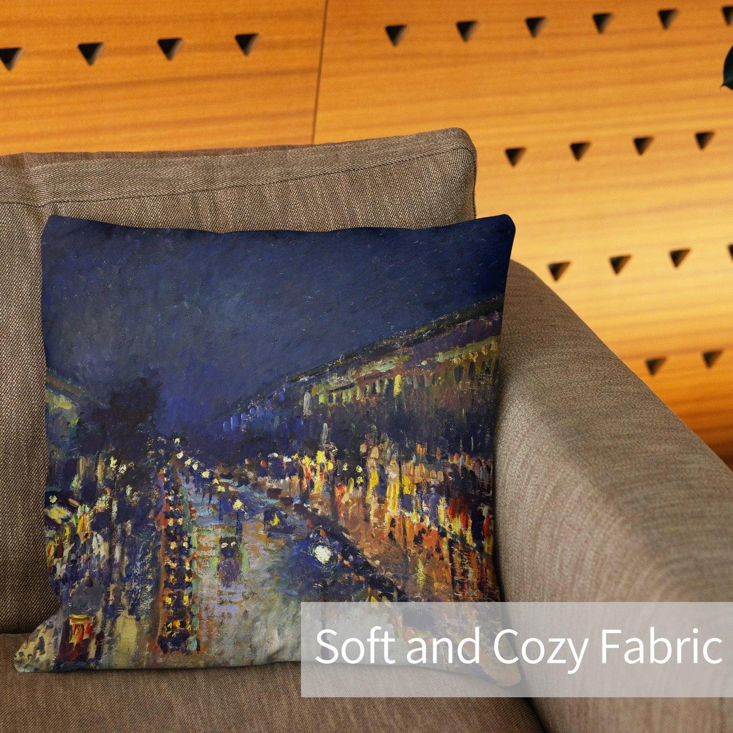 Art Landscape Throw Pillow Covers Pack of 2 18x18 Inch (Boulevard Montmartre At Night by Pissarro) - Berkin Arts