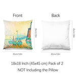 Art Landscape Throw Pillow Covers Pack of 2 18x18 Inch (Evening by Paul Signac) - Berkin Arts