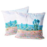 Art Landscape Throw Pillow Covers Pack of 2 18x18 Inch (Poppy Field by Claude Monet) - Berkin Arts