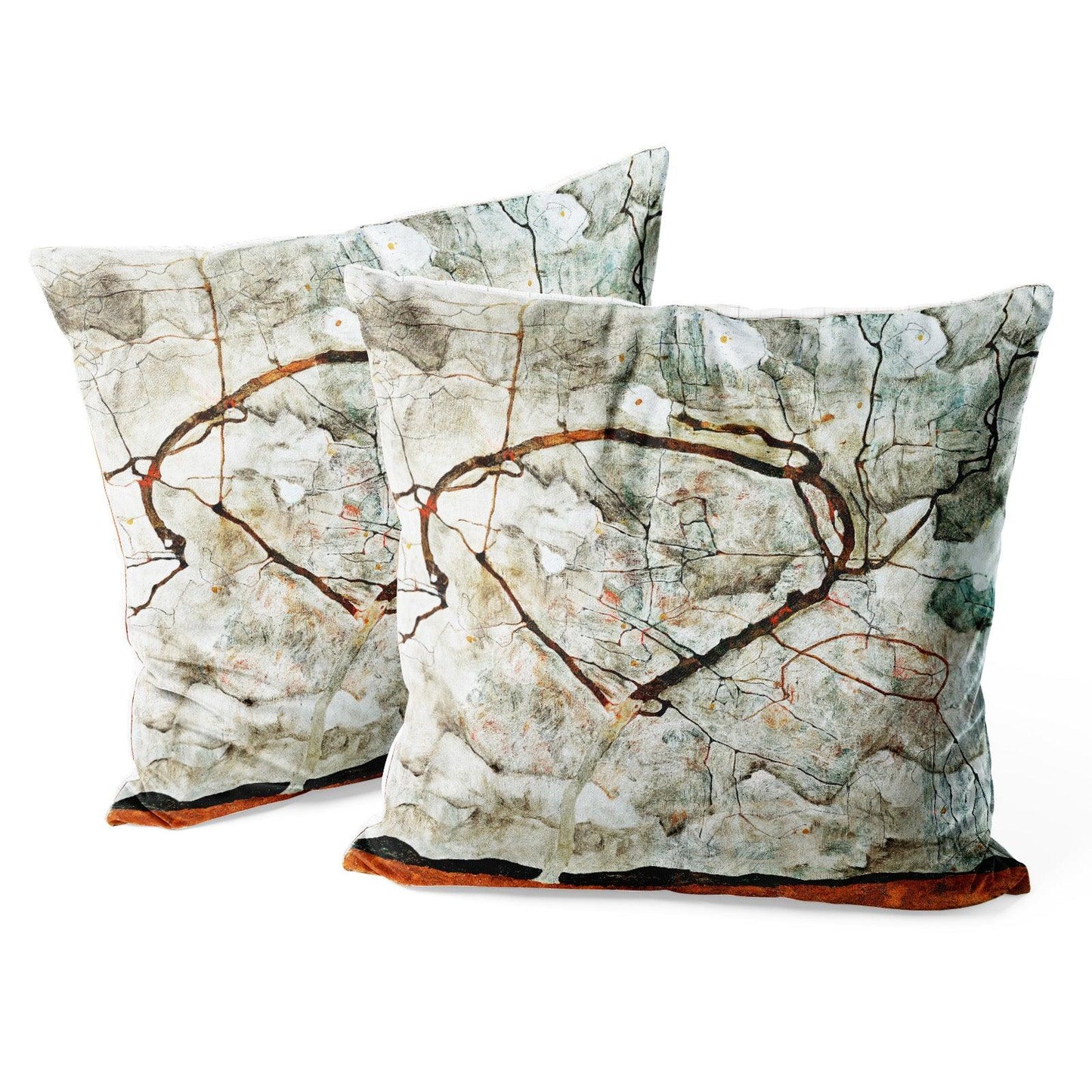 Art Landscape Throw Pillow Covers Pack of 2 18x18 Inch (Winter Tree by Egon Schiele) - Berkin Arts