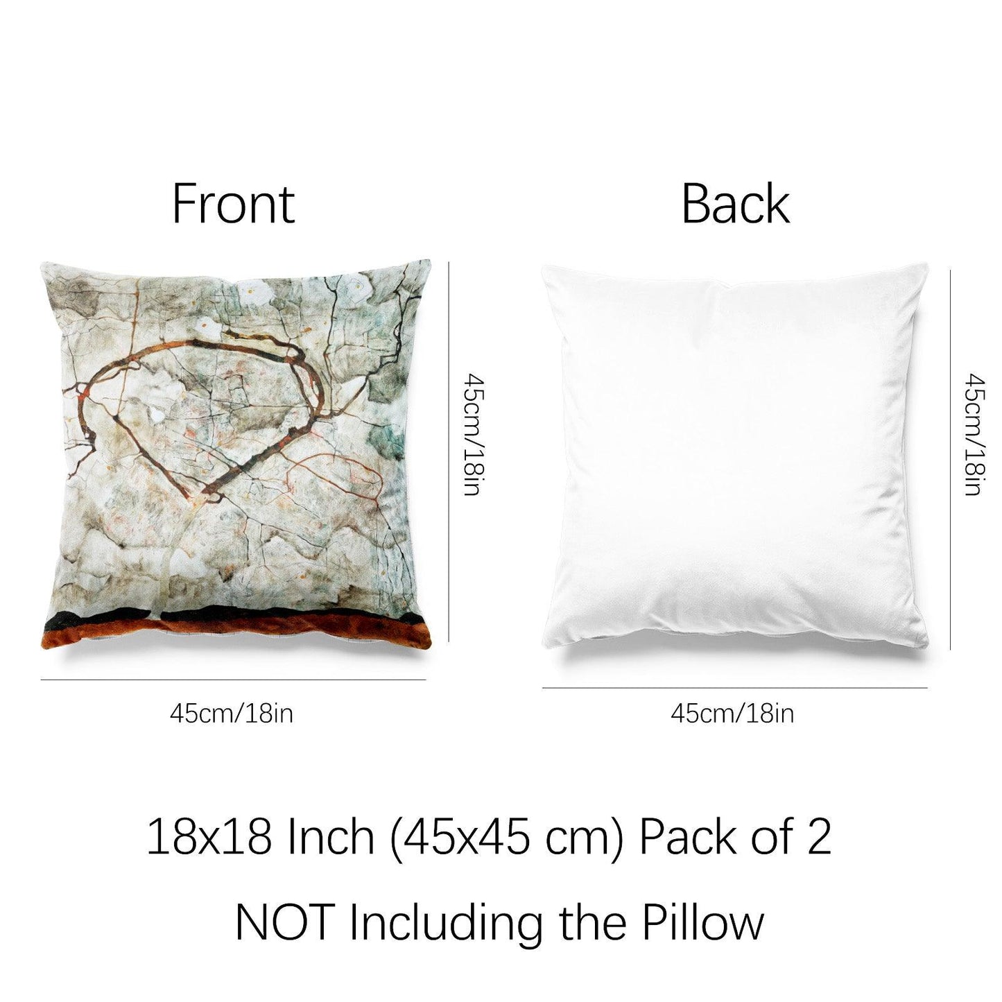 Art Landscape Throw Pillow Covers Pack of 2 18x18 Inch (Winter Tree by Egon Schiele) - Berkin Arts