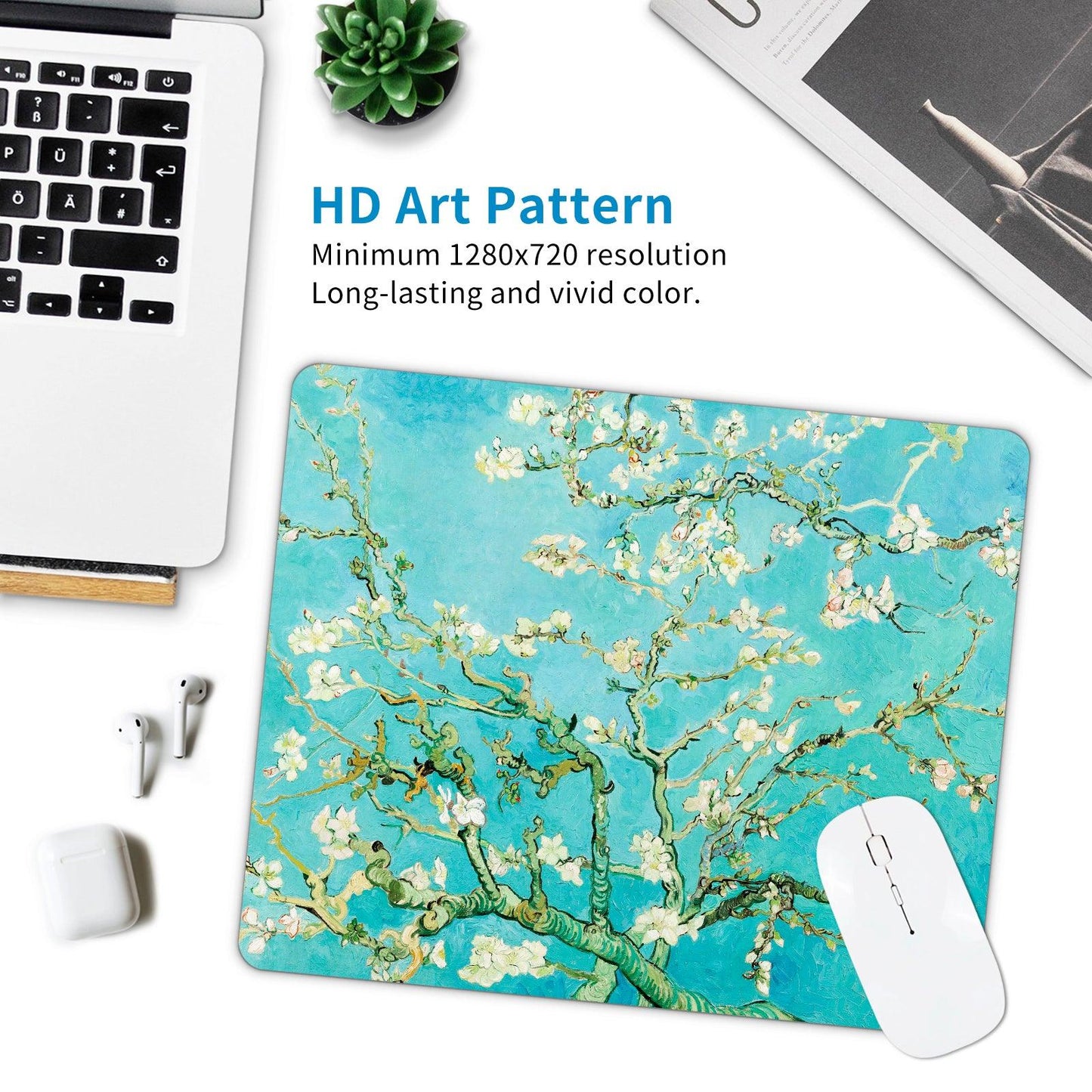 Art Square Mouse Pad 9.5 x 7.9 Inches (Almond blossom by Vincent van Gogh) - Berkin Arts