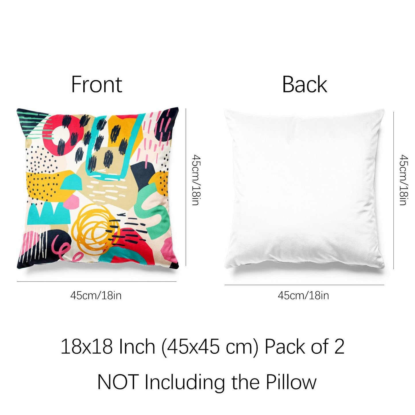 Boho Throw Pillow Covers Pack of 2 18x18 Inch (Orderly in Chaos) - Berkin Arts