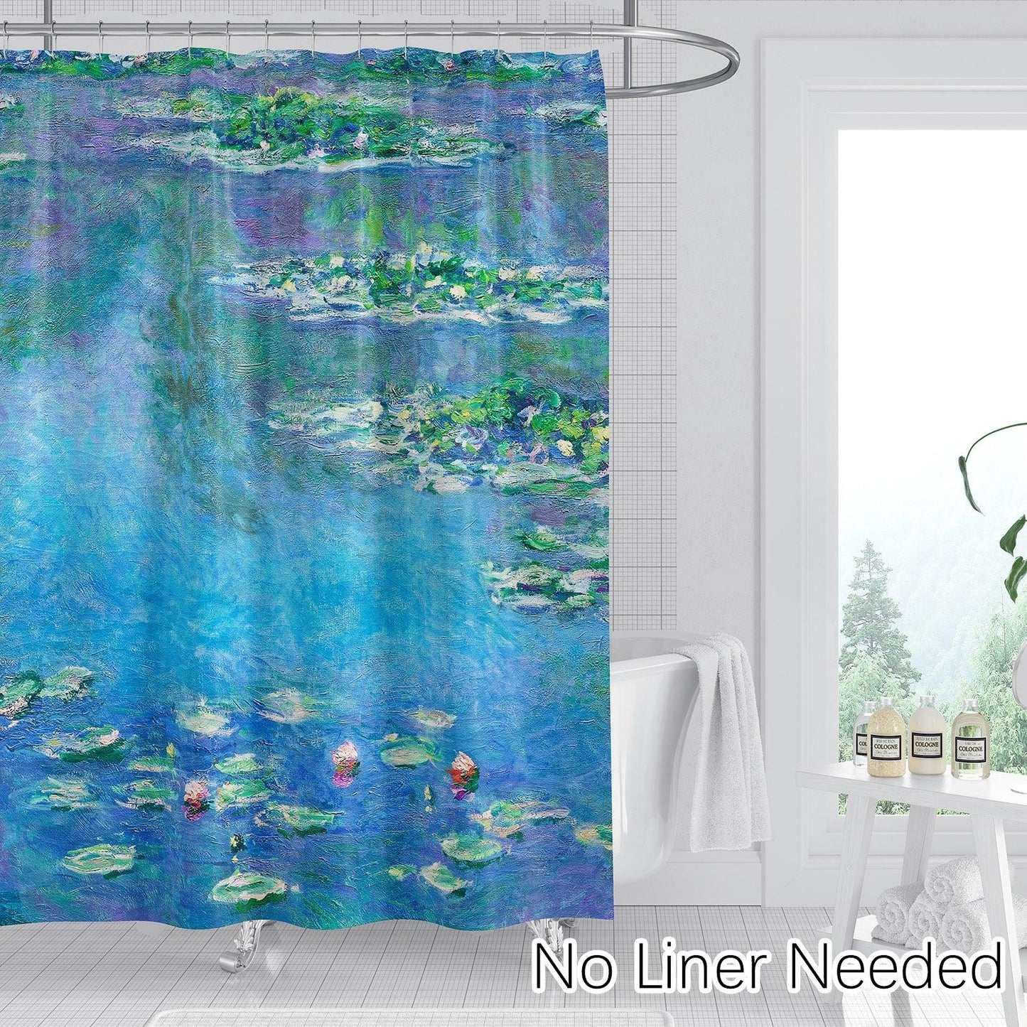 Flower Art Shower Curtain Set (Water Lilies by Claude Monet) - Berkin Arts