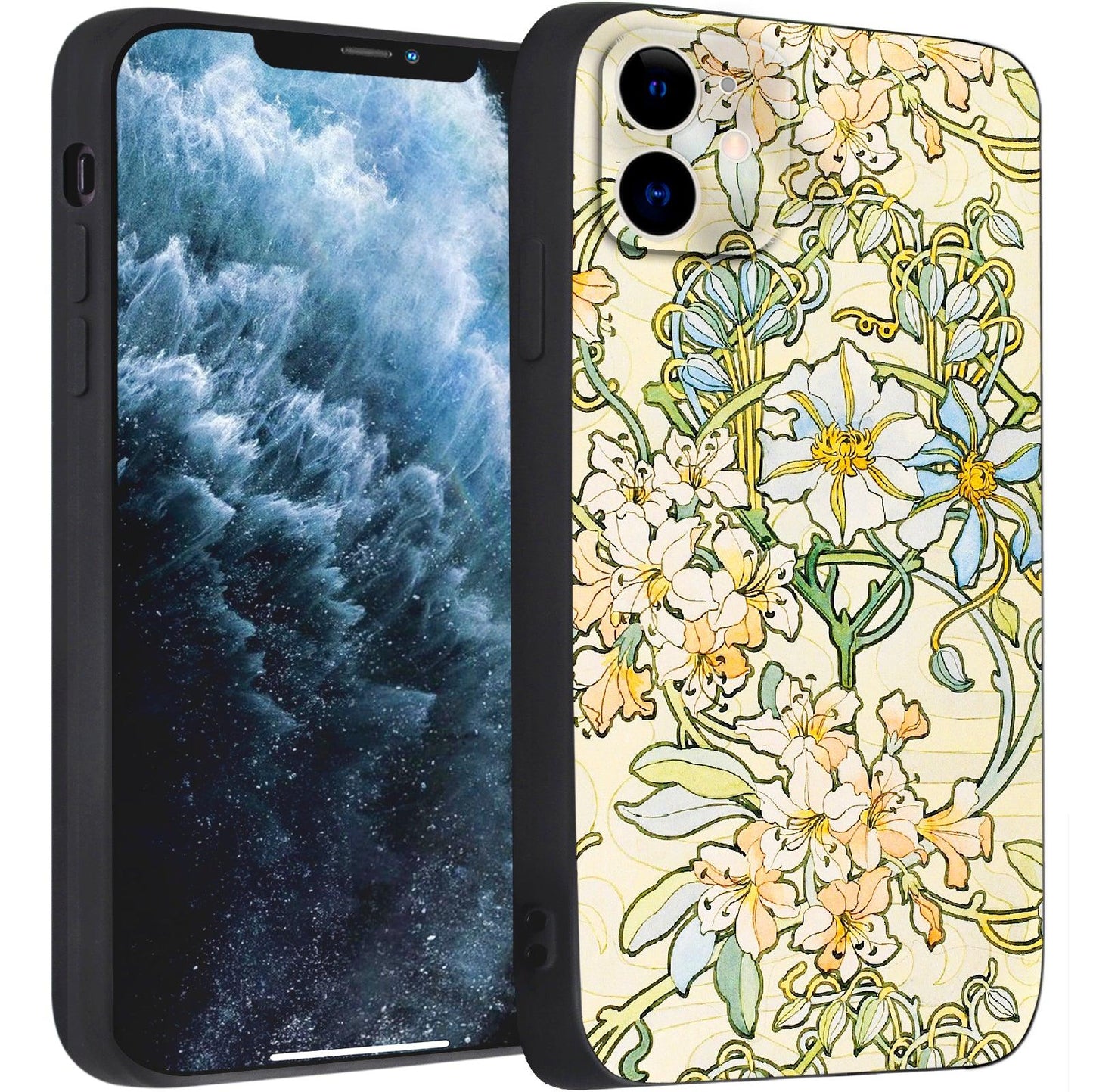 iPhone 11 Cute Silicone Case(Clematis by Alphonse Mucha) - Berkin Arts