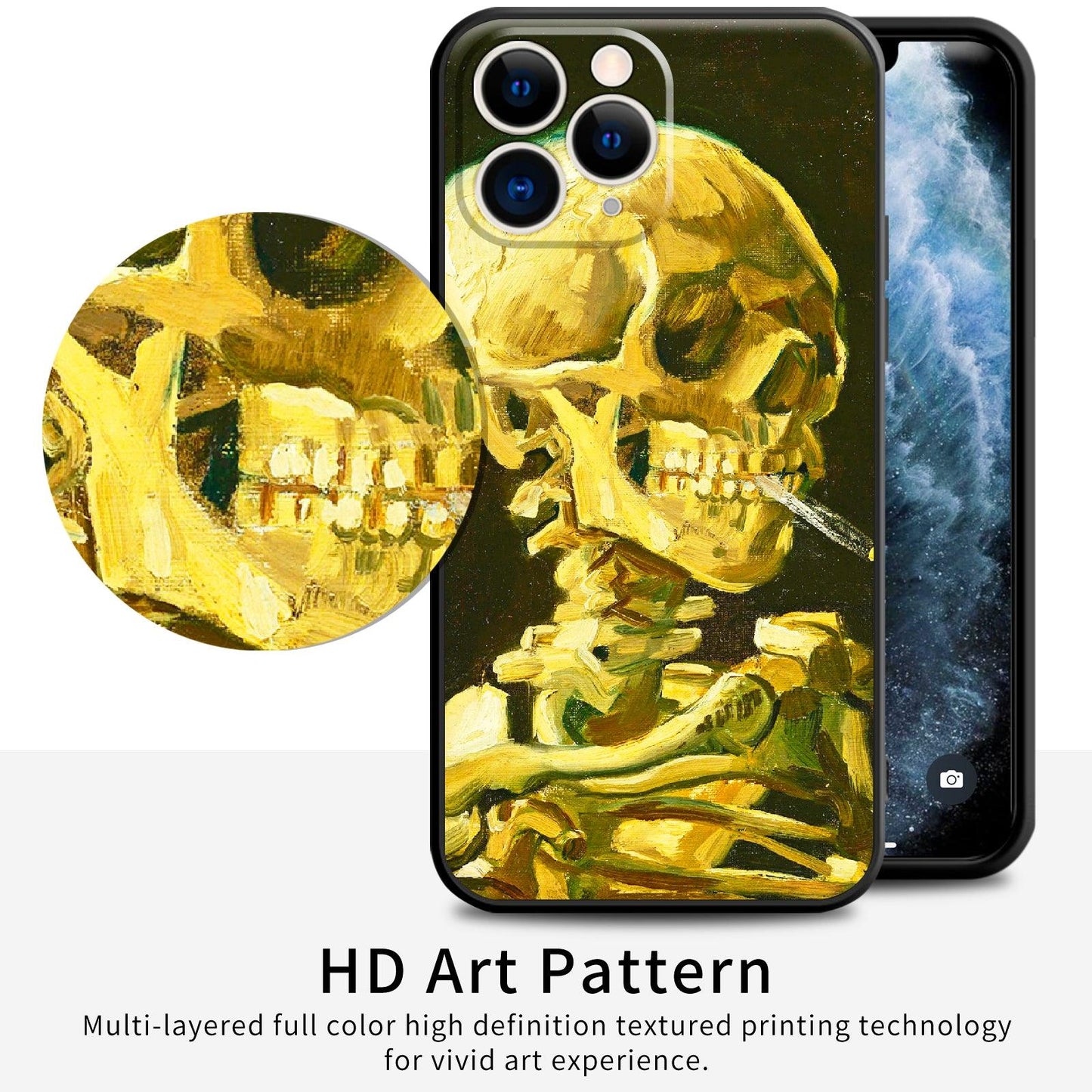 iPhone 11 Pro Cute Silicone Case(Head of a Skeleton with a Burning Cigarette by Vincent Van Gogh) - Berkin Arts