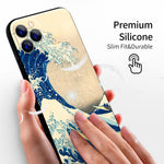 iPhone 11 Pro Max Silicone Case(Under The Wave Off Kanagawa The Great Wave by Katsushika Hokusai) - Berkin Arts