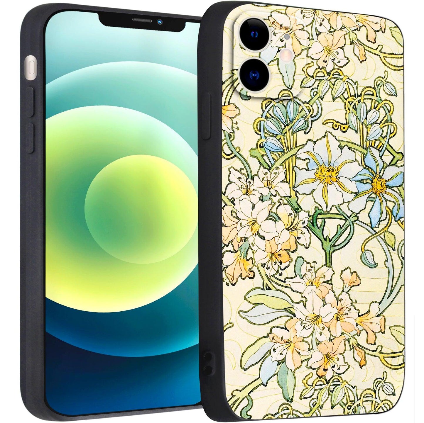 iPhone 12 Mini Silicone Case(Clematis by Alphonse Mucha) - Berkin Arts