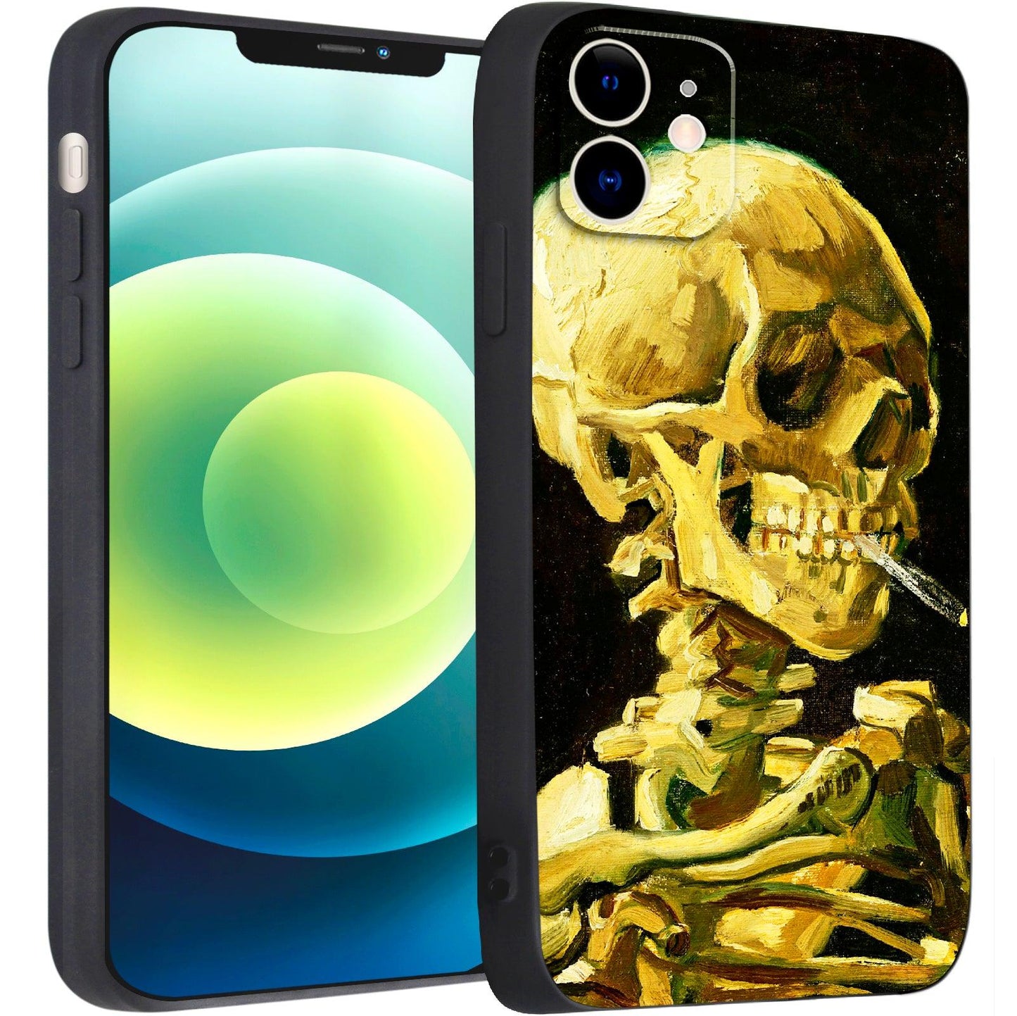 iPhone 12 Mini Silicone Case(Head of a Skeleton with a Burning Cigarette by Vincent Van Gogh) - Berkin Arts