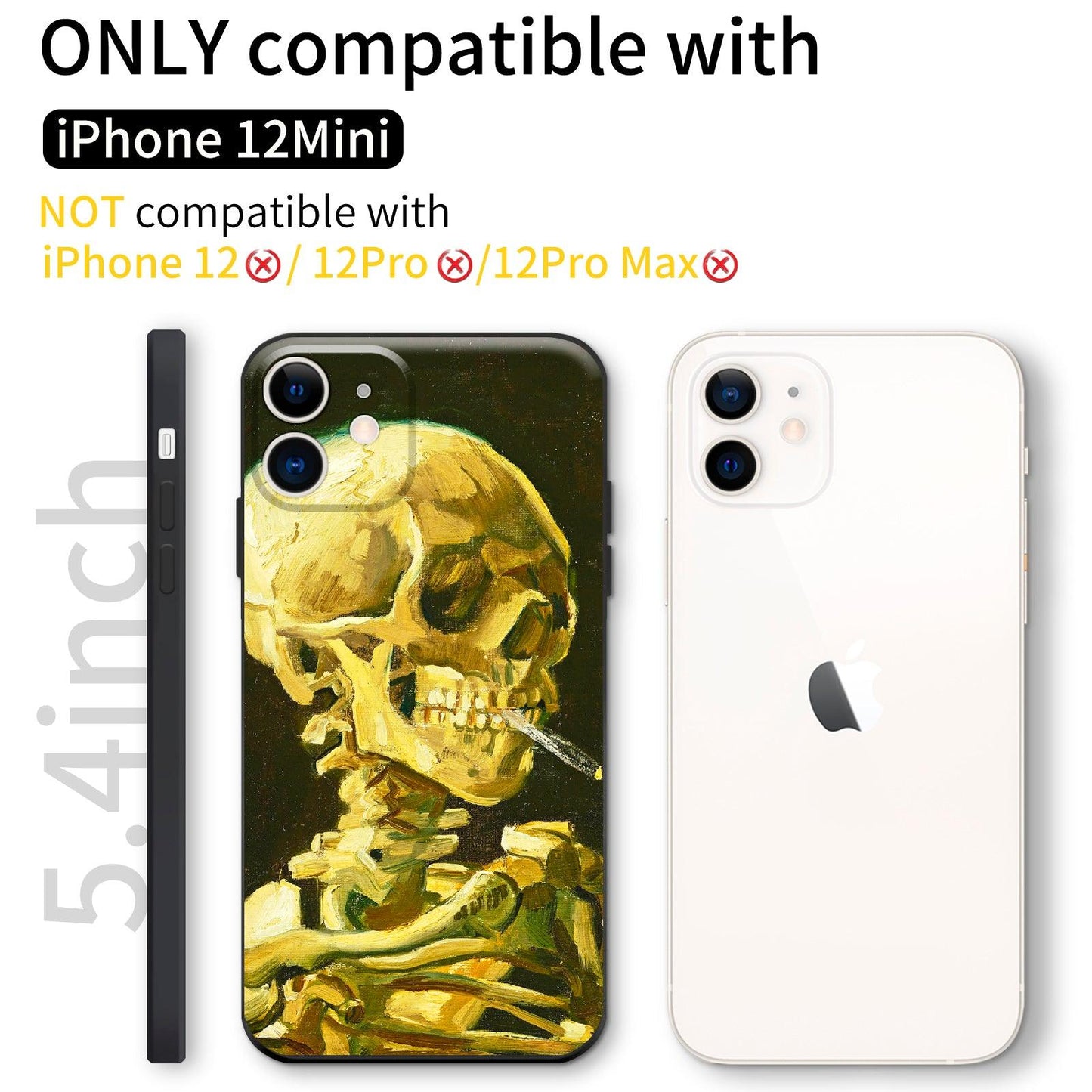 iPhone 12 Mini Silicone Case(Head of a Skeleton with a Burning Cigarette by Vincent Van Gogh) - Berkin Arts