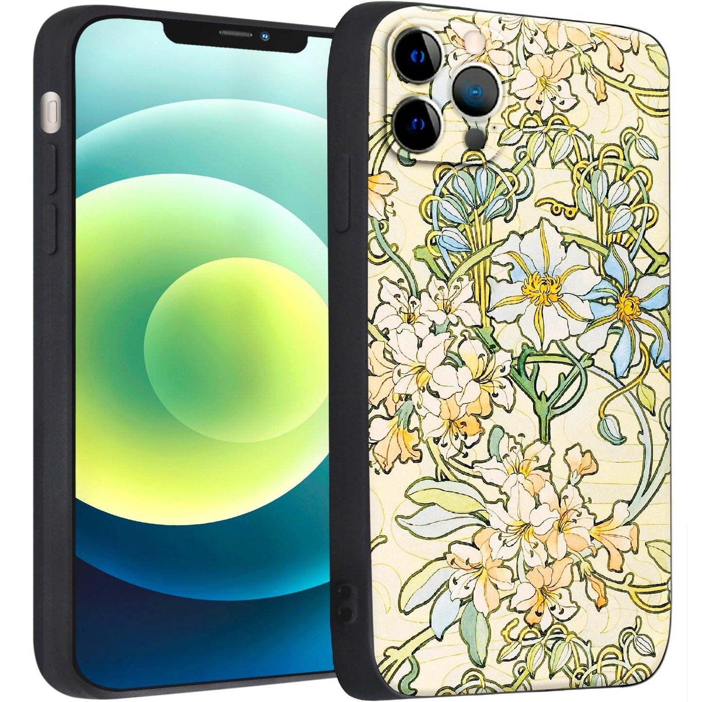 iPhone 12 Pro Max Silicone Case(Clematis by Alphonse Mucha) - Berkin Arts