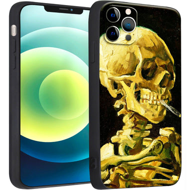 iPhone 12 Pro Max Silicone Case(Head of a Skeleton with a Burning Cigarette by Vincent Van Gogh) - Berkin Arts