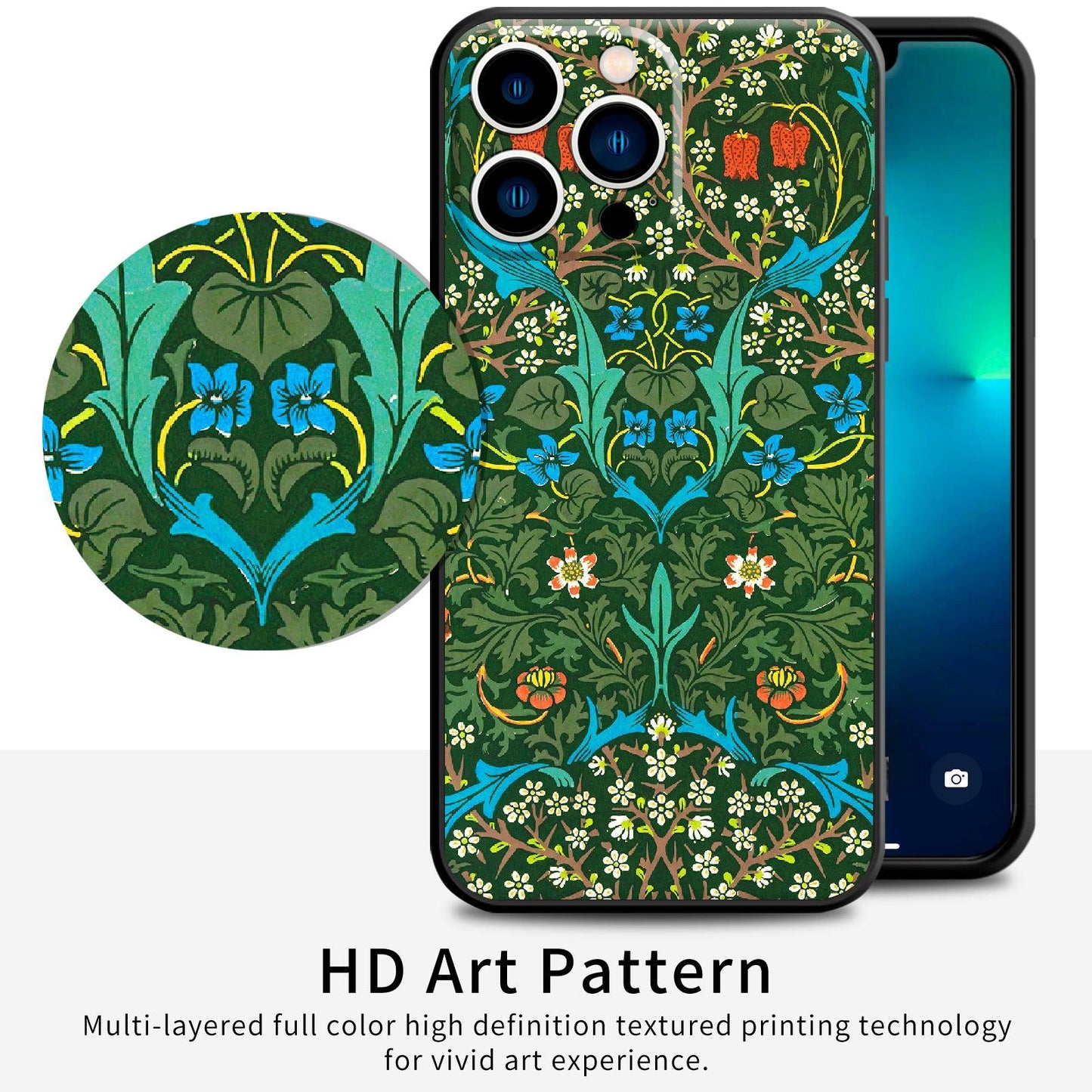 iPhone 13 Pro Silicone Case(Blackthorn by William Morris) - Berkin Arts