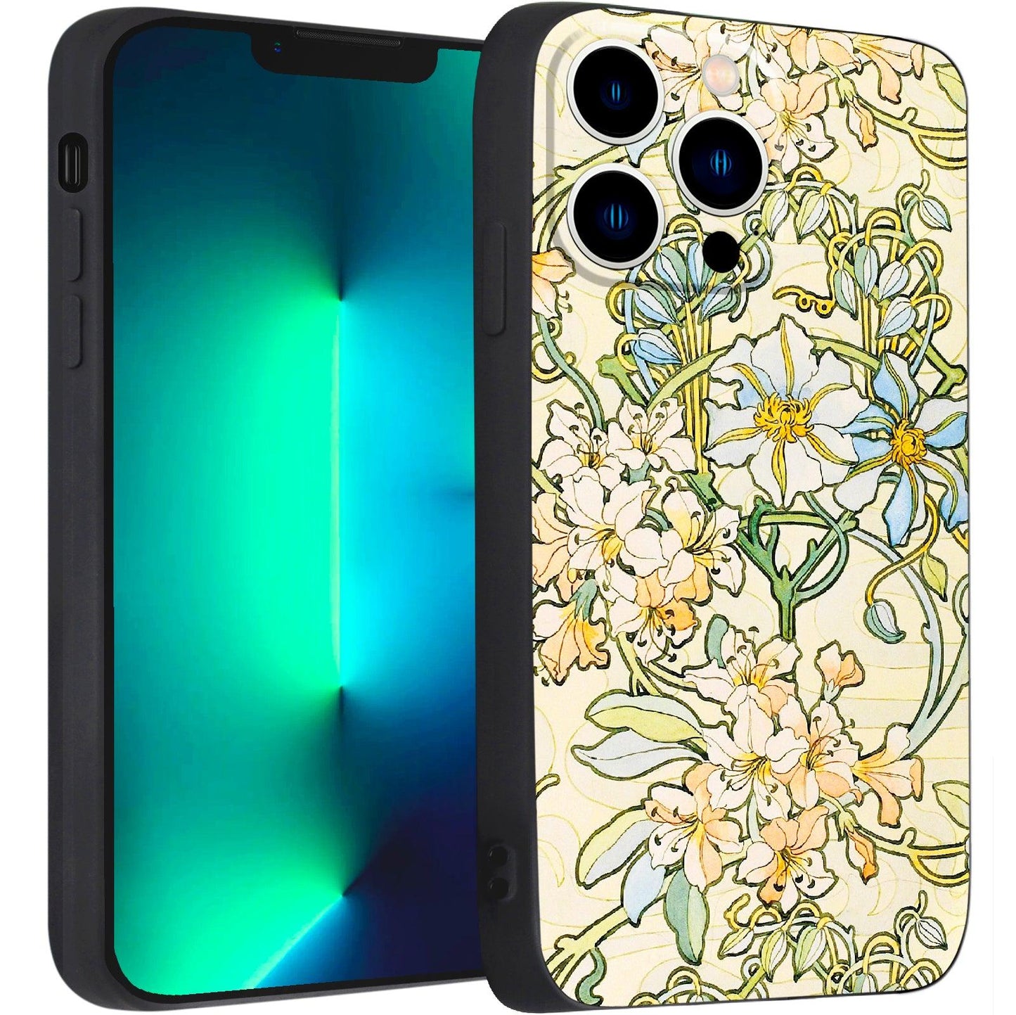 iPhone 13 Pro Silicone Case(Clematis by Alphonse Mucha) - Berkin Arts