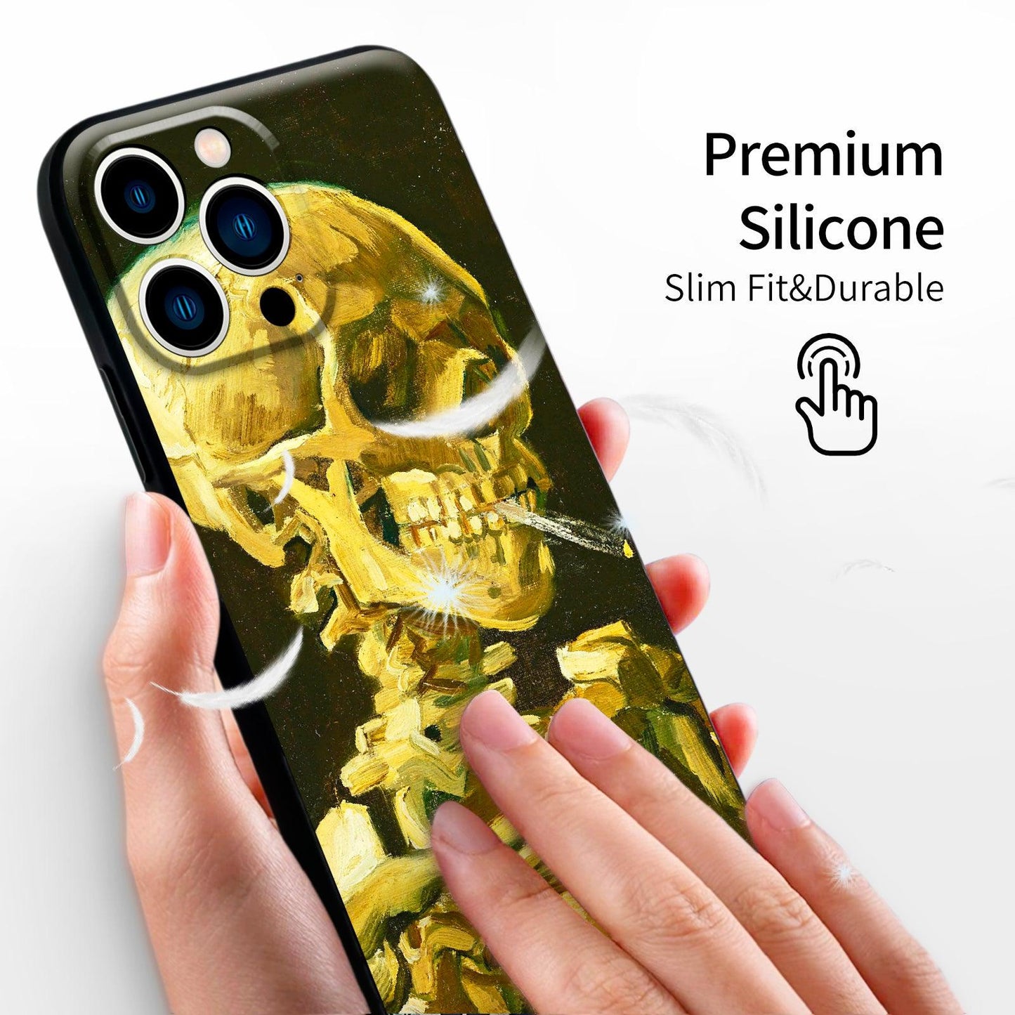 iPhone 13 Pro Silicone Case(Head of a Skeleton with a Burning Cigarette by Vincent Van Gogh) - Berkin Arts