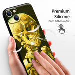 iPhone 13 Silicone Case (Head of a Skeleton with a Burning Cigarette by Vincent Van Gogh) - Berkin Arts