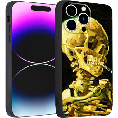 iPhone 14 Pro Silicone Case(Head of a Skeleton with a Burning Cigarette by Vincent Van Gogh) - Berkin Arts