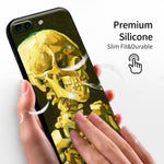 iPhone 7 Plus Case/iPhone 8 Plus Silicone Case(Head of a Skeleton with a Burning Cigarette by Vincent Van Gogh) - Berkin Arts