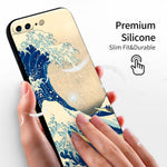 iPhone 7 Plus Case/iPhone 8 Plus Silicone Case(Under The Wave Off Kanagawa The Great Wave by Katsushika Hokusai) - Berkin Arts