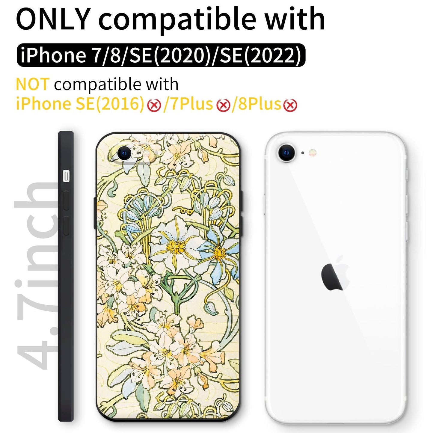 iPhone SE(2020)/iPhone SE(2022)/iPhone 7/iPhone 8 Silicone Case(Clematis by Alphonse Mucha) - Berkin Arts