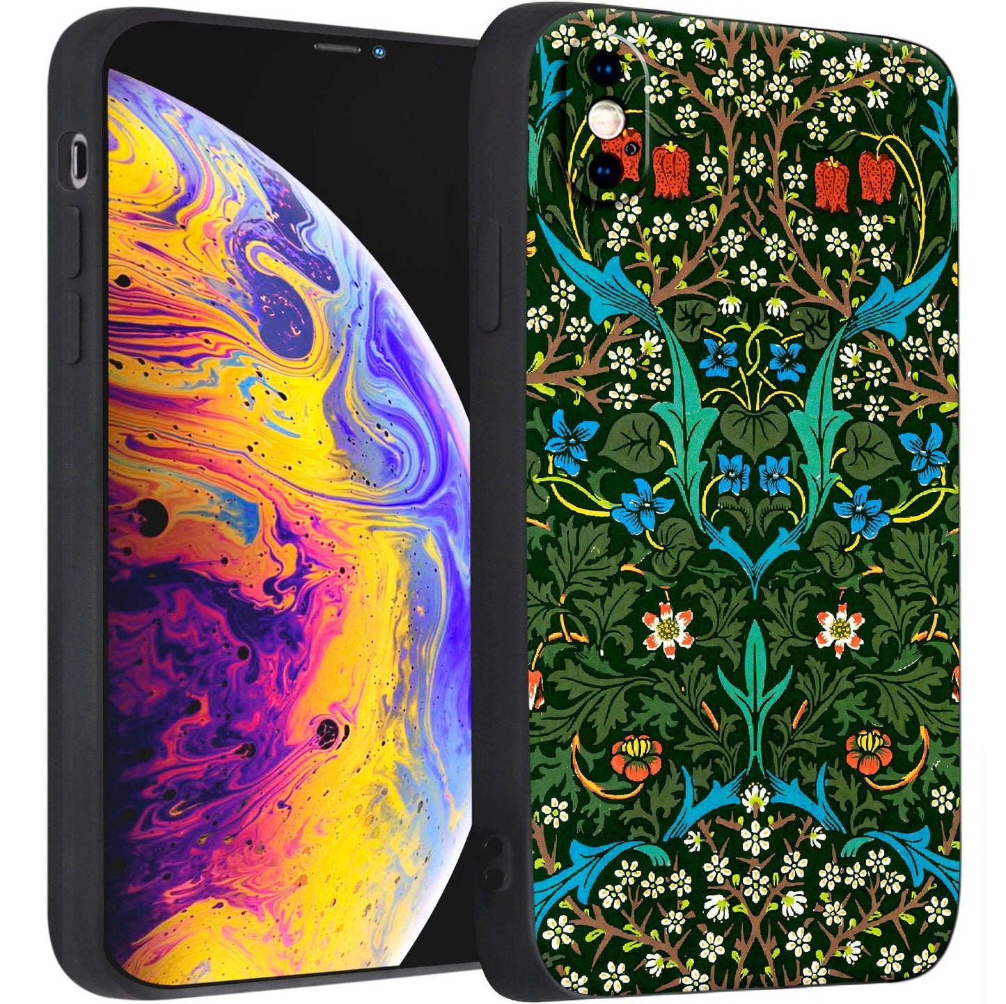 iPhone X/iPhone XS Case Silicone Cute(Blackthorn by William Morris) - Berkin Arts