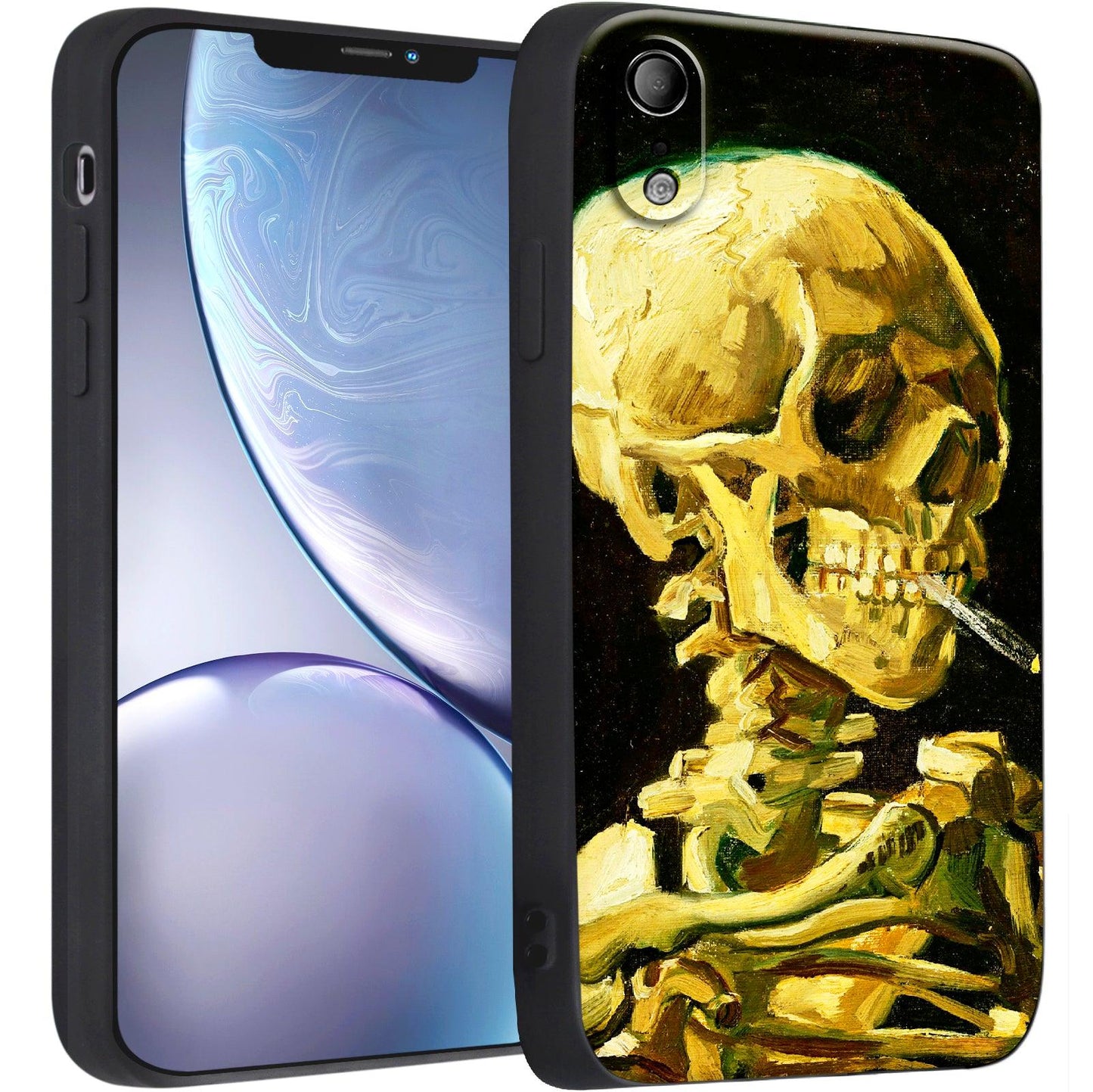 iPhone XR Silicone Case(Head of a Skeleton with a Burning Cigarette by Vincent Van Gogh) - Berkin Arts