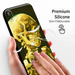 iPhone XR Silicone Case(Head of a Skeleton with a Burning Cigarette by Vincent Van Gogh) - Berkin Arts