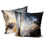 Marble Abstract Throw Pillow Covers Pack of 2 18x18 Inch (Glowing Golden Veins) - Berkin Arts