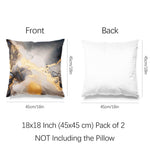 Marble Abstract Throw Pillow Covers Pack of 2 18x18 Inch (Glowing Golden Veins) - Berkin Arts