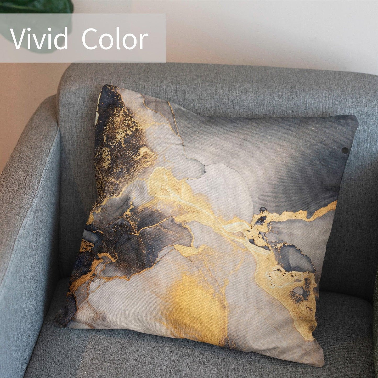 Marble Abstract Throw Pillow Covers Pack of 2 18x18 Inch (Glowing Golden Veins) - Berkin Arts