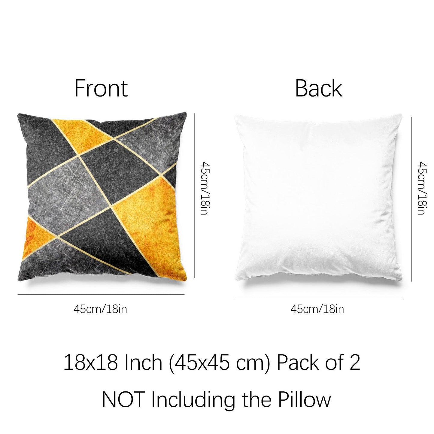 Marble Abstract Throw Pillow Covers Pack of 2 18x18 Inch (Golden and Black Stitching ) - Berkin Arts