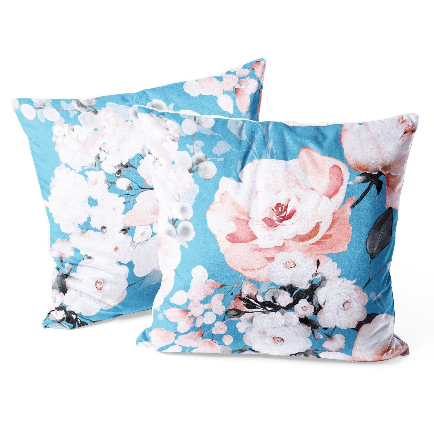 Modern Flower Throw Pillow Covers Pack of 2 18x18 Inch (White Peony) - Berkin Arts